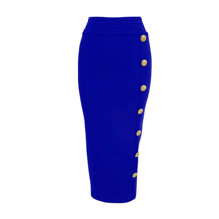 Women's Bodycon Midi Skirt Back Split High Waist Bandage Pencil Skirt