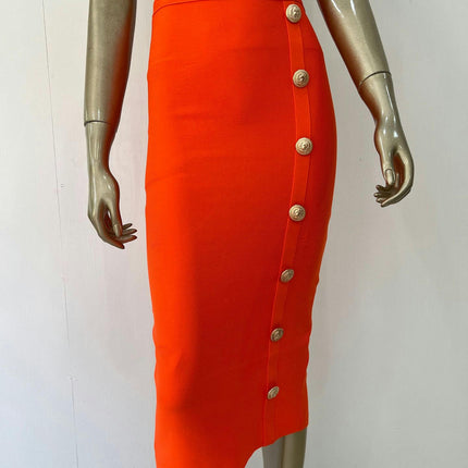 Women's Bodycon Midi Skirt Back Split High Waist Bandage Pencil Skirt