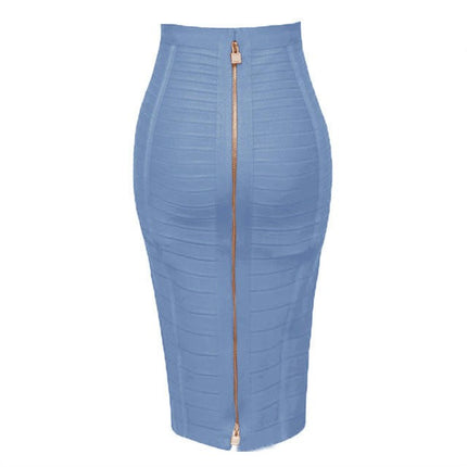 Women's Bodycon Midi Skirt High Waist Elastic Bandage Pencil Skirt