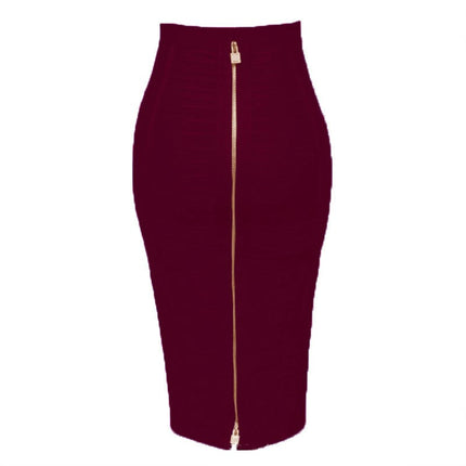 Women's Bodycon Midi Skirt High Waist Elastic Bandage Pencil Skirt