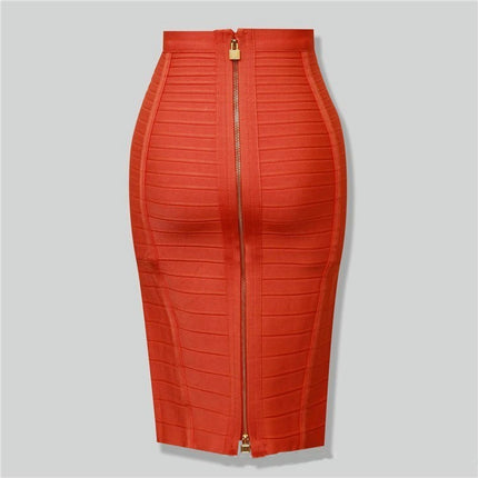 Women's Bodycon Midi Skirt High Waist Elastic Bandage Pencil Skirt
