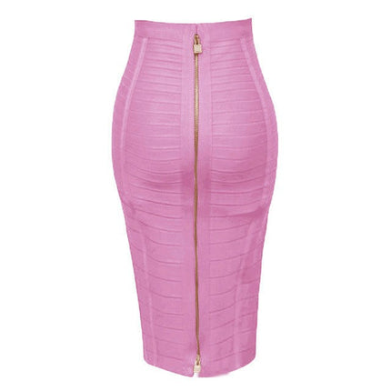 Women's Bodycon Midi Skirt High Waist Elastic Bandage Pencil Skirt