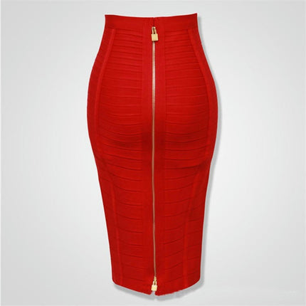 Women's Bodycon Midi Skirt High Waist Elastic Bandage Pencil Skirt