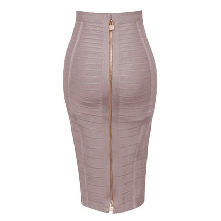 Women's Bodycon Midi Skirt High Waist Elastic Bandage Pencil Skirt