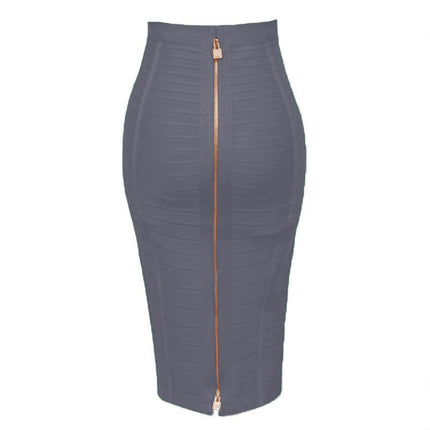 Women's Bodycon Midi Skirt High Waist Elastic Bandage Pencil Skirt