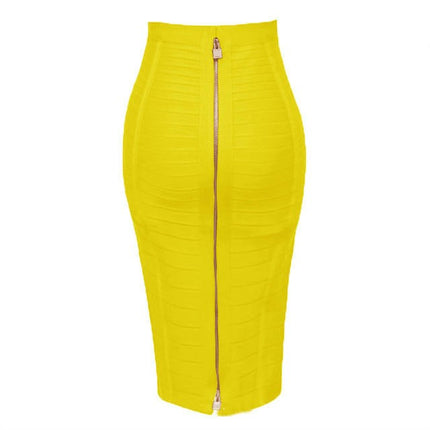 Women's Bodycon Midi Skirt High Waist Elastic Bandage Pencil Skirt
