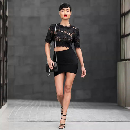 Women's Bodycon Mini Skirt High Waist Elastic Bandage Skirt