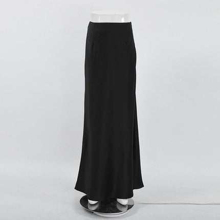 Women's Satin Silky High Waist Maxi Skirt Elegant A Line Long Skirts