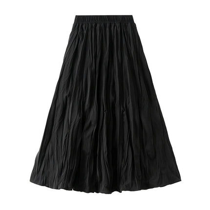 Women's Summer Flowy Boho Midi Skirt Elastic High Waist Pleated A Line Beach Skirts