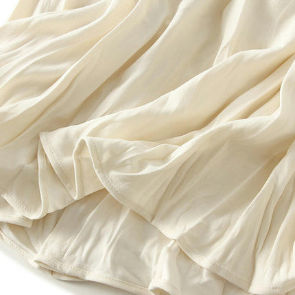 Women's Summer Flowy Boho Midi Skirt Elastic High Waist Pleated A Line Beach Skirts
