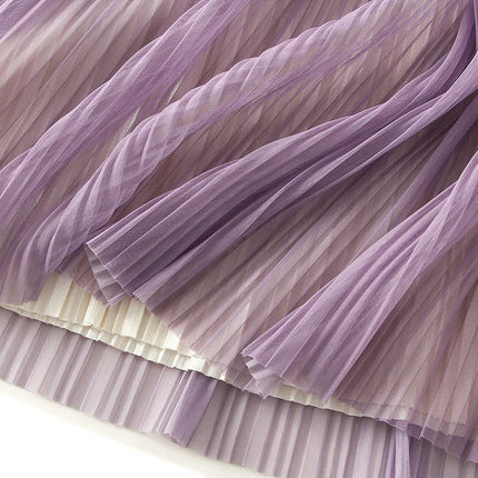 Womens Elastic High Waist Skirt Pleated A-Line Swing Midi Skirt