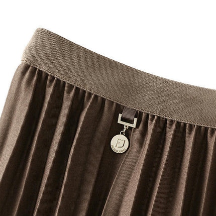 Women's Pleated Tulle Skirt Elastic High Waist Layered A-Line Midi Skirt