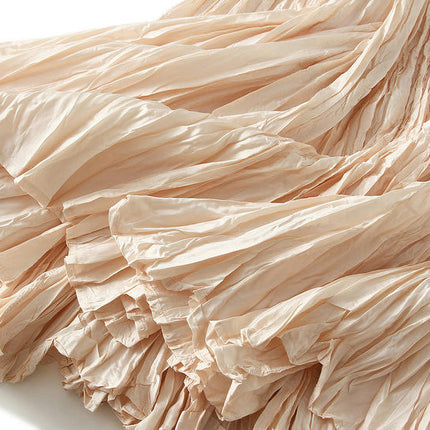 Women Elastic High Waist Maxi Skirt Flowy A Line Swing Pleated Long Skirts