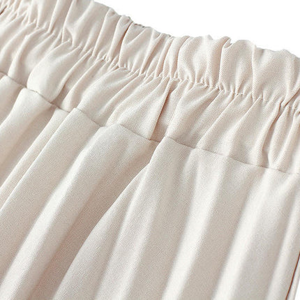 Womens Elastic High Waist Flowy Pleated Skirt Swing A-line Layered Ruffle Midi Skirt