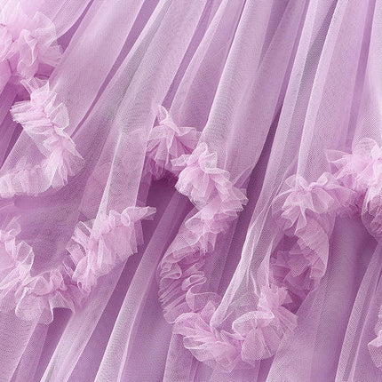 Women's Asymmetrical Tulle Skirts High Waist Ruffle Tiered Tutu Mesh Midi Skirt