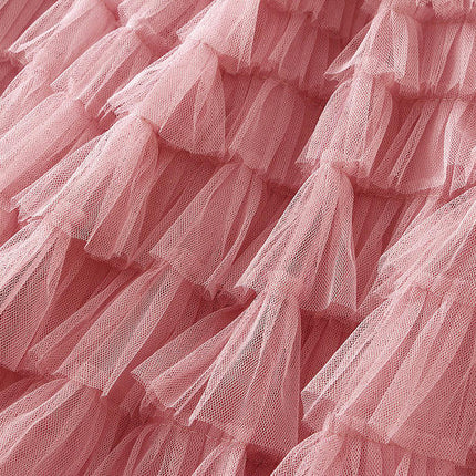 Long Tulle Skirt for Women Trendy High Waisted A Line Fluffy Mesh Layered Ruffle Fairy Skirt