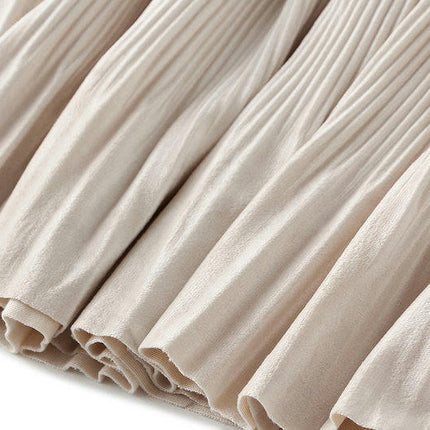 Women's High Elastic Waist Velvet Midi Pleated Swing Ruffled Skirt