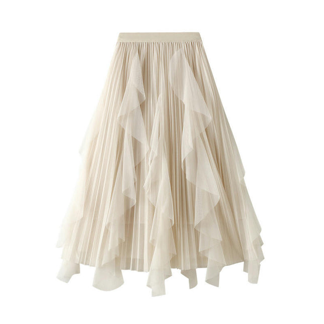 Women's A Line Tulle Midi Skirt Tiered Ruffled Elastic High Waist Tutu Skirts