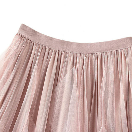Women's A Line Tulle Midi Skirt Tiered Ruffled Elastic High Waist Tutu Skirts