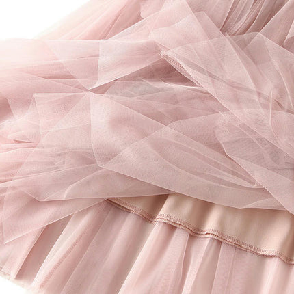 Women's A Line Tulle Midi Skirt Tiered Ruffled Elastic High Waist Tutu Skirts
