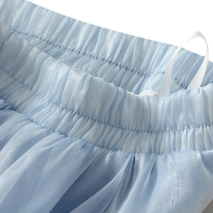 Women's Bubble Skirt Elastic Waist Pleated Lustrous Balloon Ruffle A Line Flowy Midi Skirts