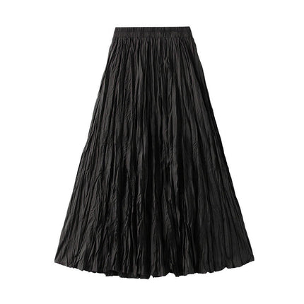 Women's Summer Flowy Maxi Skirt Elastic High Waist Pleated A Line Long Skirts