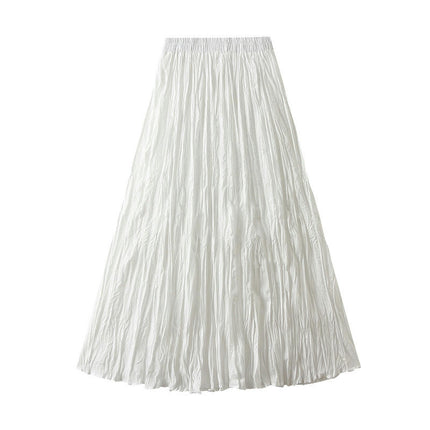 Women's Summer Flowy Maxi Skirt Elastic High Waist Pleated A Line Long Skirts