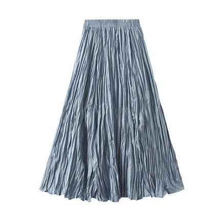 Women's Summer Flowy Maxi Skirt Elastic High Waist Pleated A Line Long Skirts