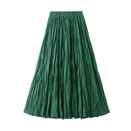 Women's Summer Flowy Maxi Skirt Elastic High Waist Pleated A Line Long Skirts