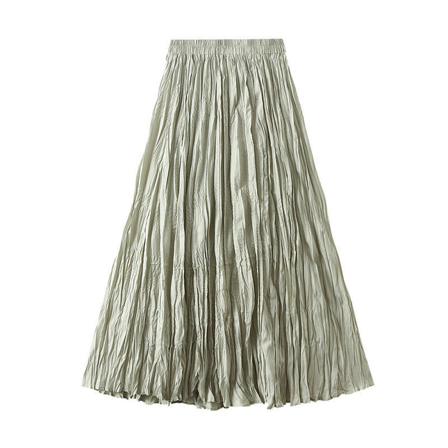 Women's Summer Flowy Maxi Skirt Elastic High Waist Pleated A Line Long Skirts