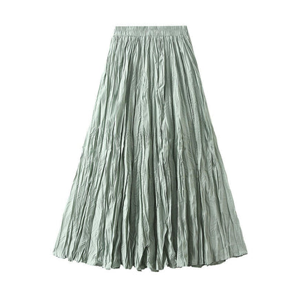 Women's Summer Flowy Maxi Skirt Elastic High Waist Pleated A Line Long Skirts