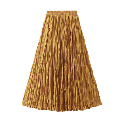 Women's Summer Flowy Maxi Skirt Elastic High Waist Pleated A Line Long Skirts