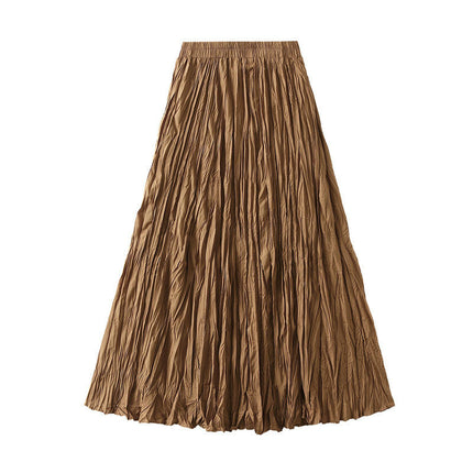 Women's Summer Flowy Maxi Skirt Elastic High Waist Pleated A Line Long Skirts