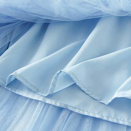 Women Tutu Tulle Skirt Elastic High Waist Layered Mesh A-Line Maxi Skirts