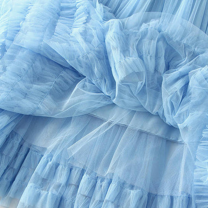 Women Tutu Tulle Skirt Elastic High Waist Layered Mesh A-Line Maxi Skirts