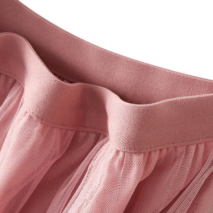 Women's Tulle Skirt Asymmetrical Pleated High Waist Layered A-Line Mesh Tutu Midi Skirt
