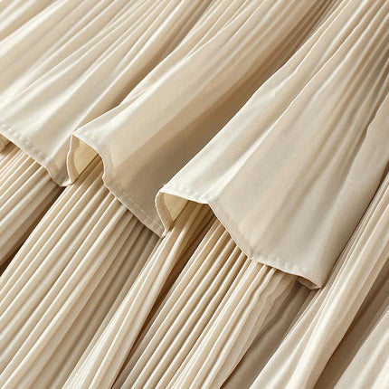 Women's Summer Elastic Waist Asymmetric Ruffle A-Line Pleated Midi Skirt