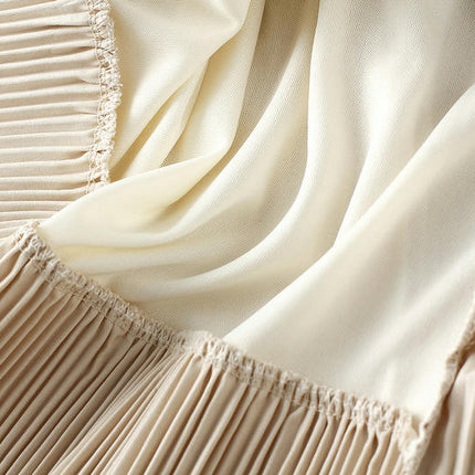 Women's Summer Elastic Waist Asymmetric Ruffle A-Line Pleated Midi Skirt