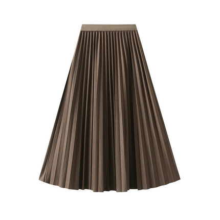 Women's Party Elastic High Waist Accordion Pleated A-Line Midi Skirt