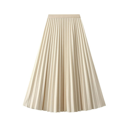 Women's Party Elastic High Waist Accordion Pleated A-Line Midi Skirt