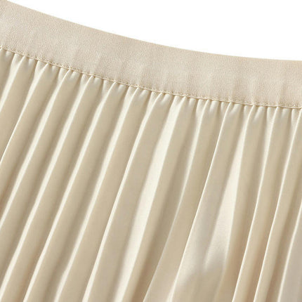 Women's Party Elastic High Waist Accordion Pleated A-Line Midi Skirt