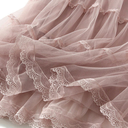 Tulle Pleated Skirt for Women High Waist Mesh Skirt Layered A-Line Midi Skirt
