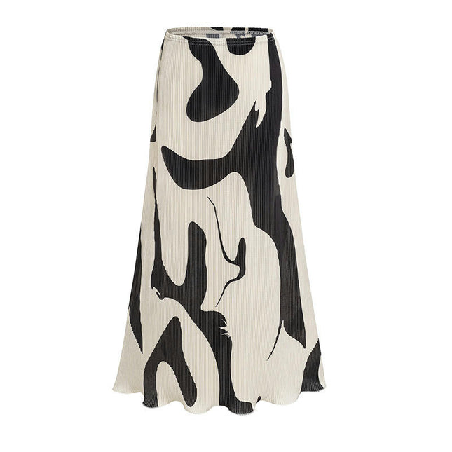 Women's High Waist Pleated Midi Skirt Swing A-line Summer Beach Flowy Skirts