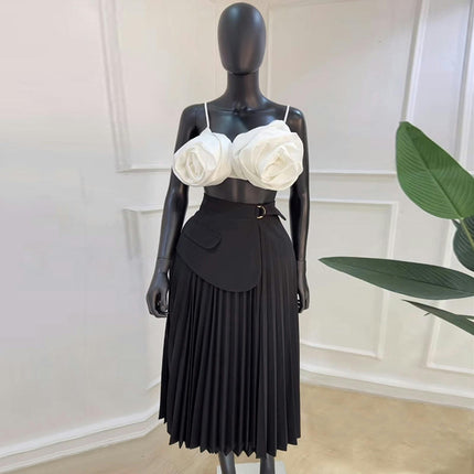 Women Irregular Pleated High Waist Midi Skirt Accordion Flowy A Line Skirt