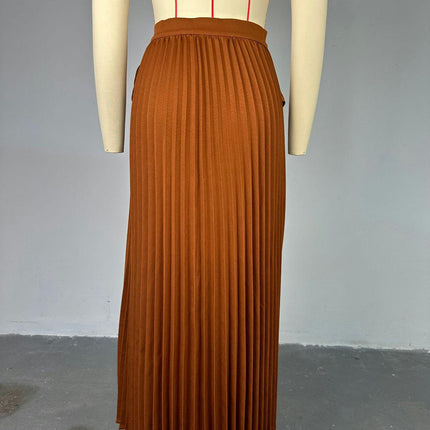 Women Irregular Pleated High Waist Midi Skirt Accordion Flowy A Line Skirt