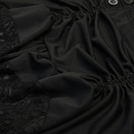 Women's Steampunk Retro Gothic Pleated Asymmetric Hi-Low Lace Party Skirt