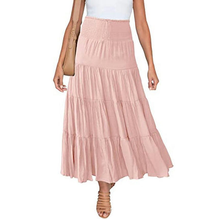 Women's Maxi Skirts Elastic High Waist Boho Tiered A-Line Ruffle Long Skirts