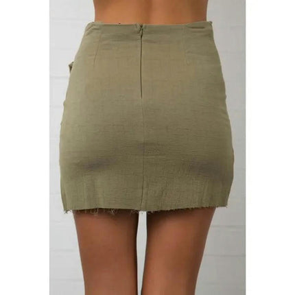 Womens Mini Wrap Skirt Tie High Waist Asymmetrical Hem Short Skirts