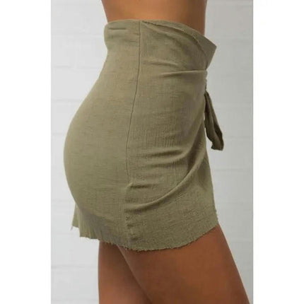 Womens Mini Wrap Skirt Tie High Waist Asymmetrical Hem Short Skirts
