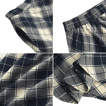 Women's Plaid Skirt Elastic Waist A-line Midi Pleated Skirts